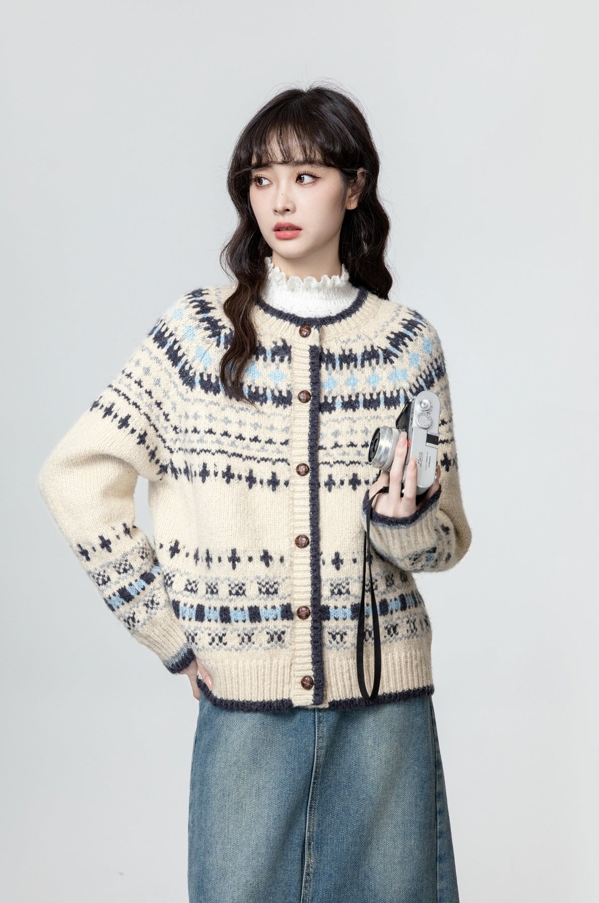 Vintage Fair Isle Knit Cardigan Sweater