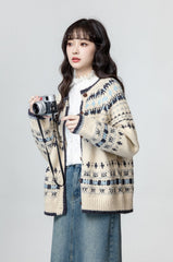 Vintage Fair Isle Knit Cardigan Sweater