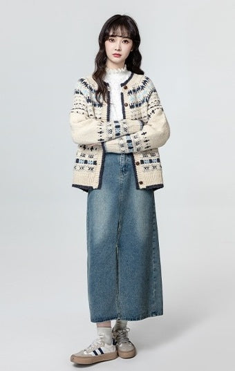 Vintage Fair Isle Knit Cardigan Sweater