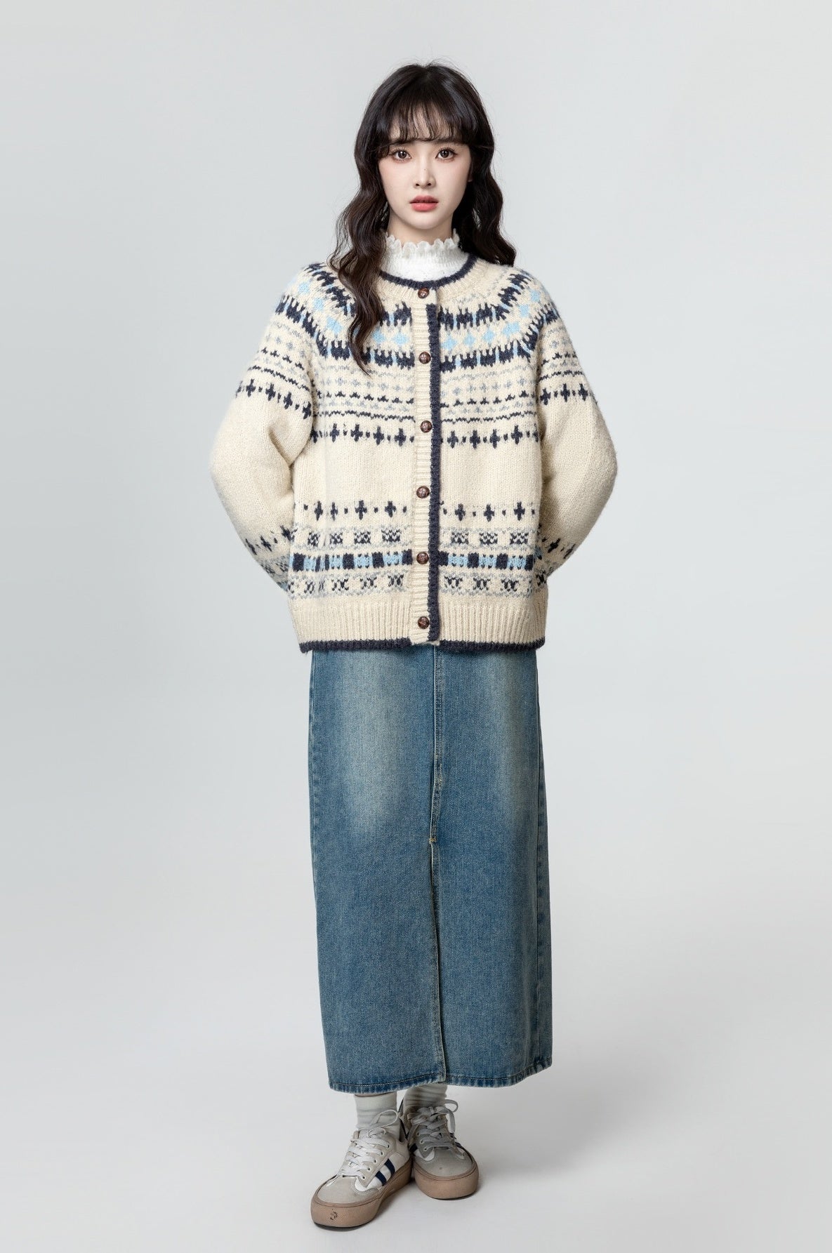 Vintage Fair Isle Knit Cardigan Sweater