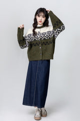 Vintage Fair Isle Knit Cardigan Sweater