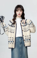 Vintage Fair Isle Knit Cardigan Sweater