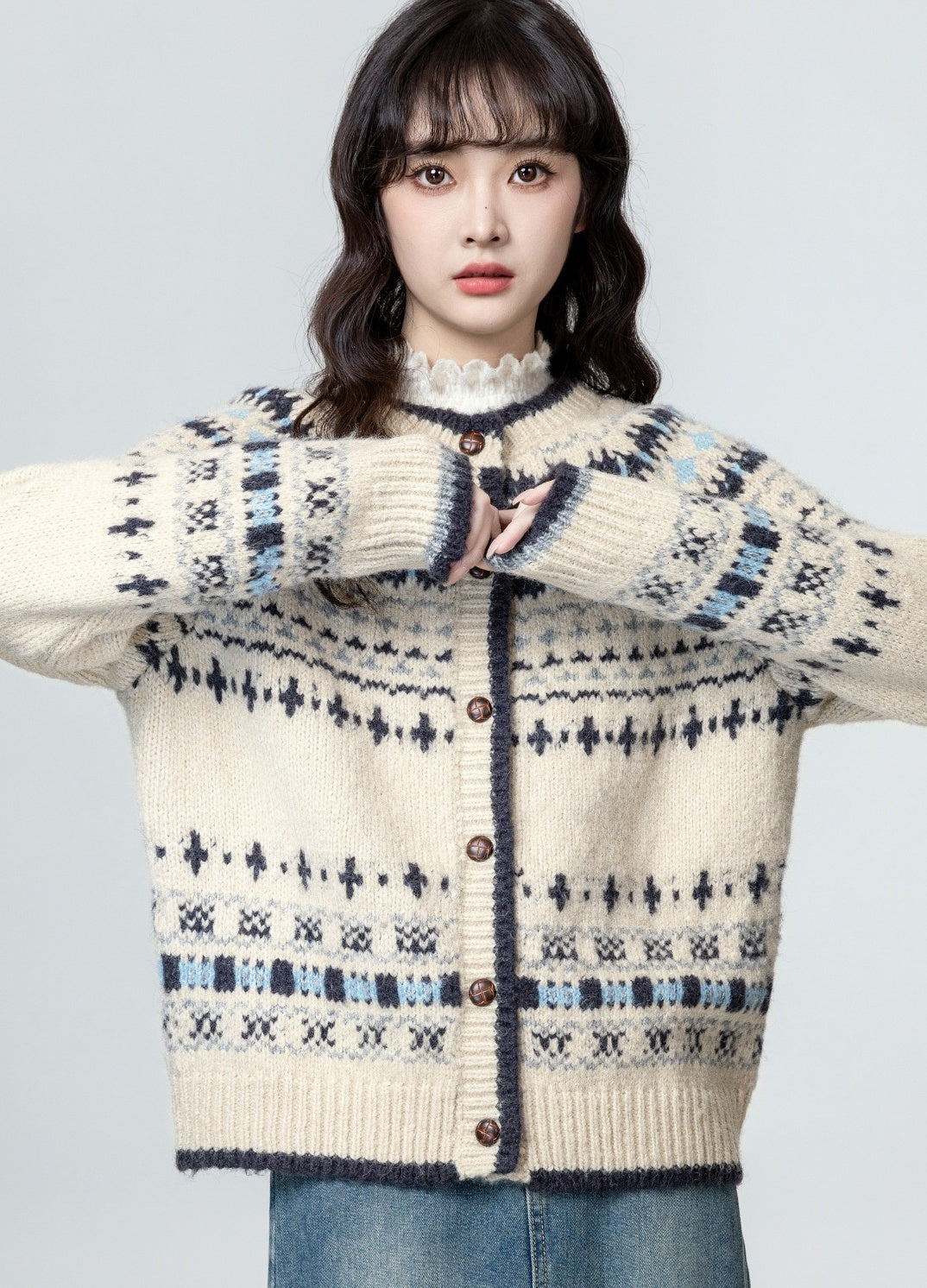 Vintage Fair Isle Knit Cardigan Sweater