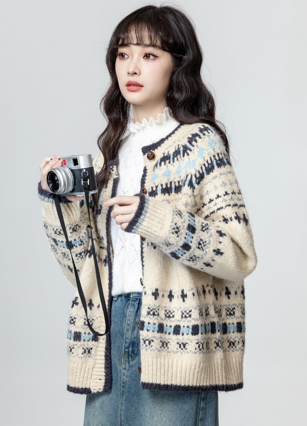 Vintage Fair Isle Knit Cardigan Sweater