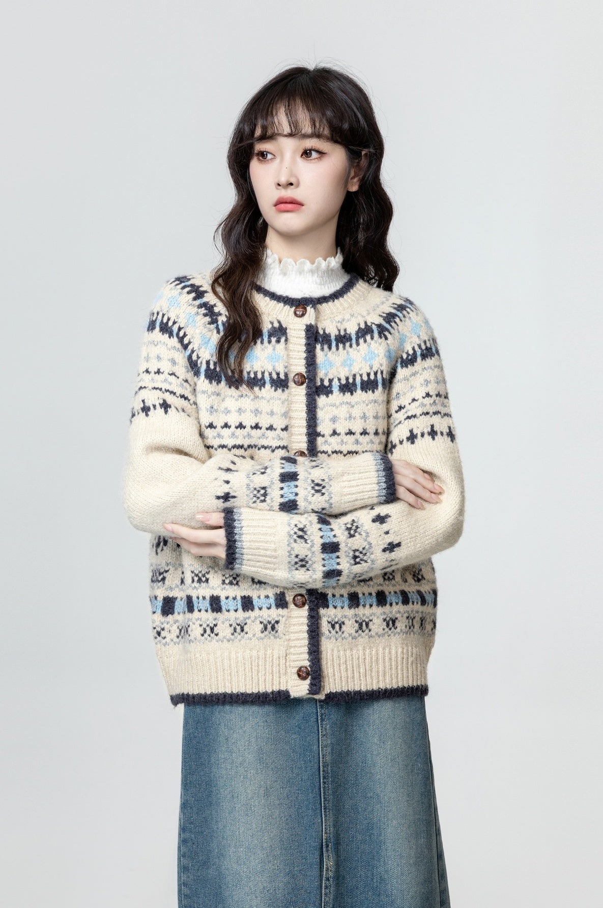 Vintage Fair Isle Knit Cardigan Sweater