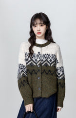 Vintage Fair Isle Knit Cardigan Sweater