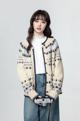 Vintage Fair Isle Knit Cardigan Sweater