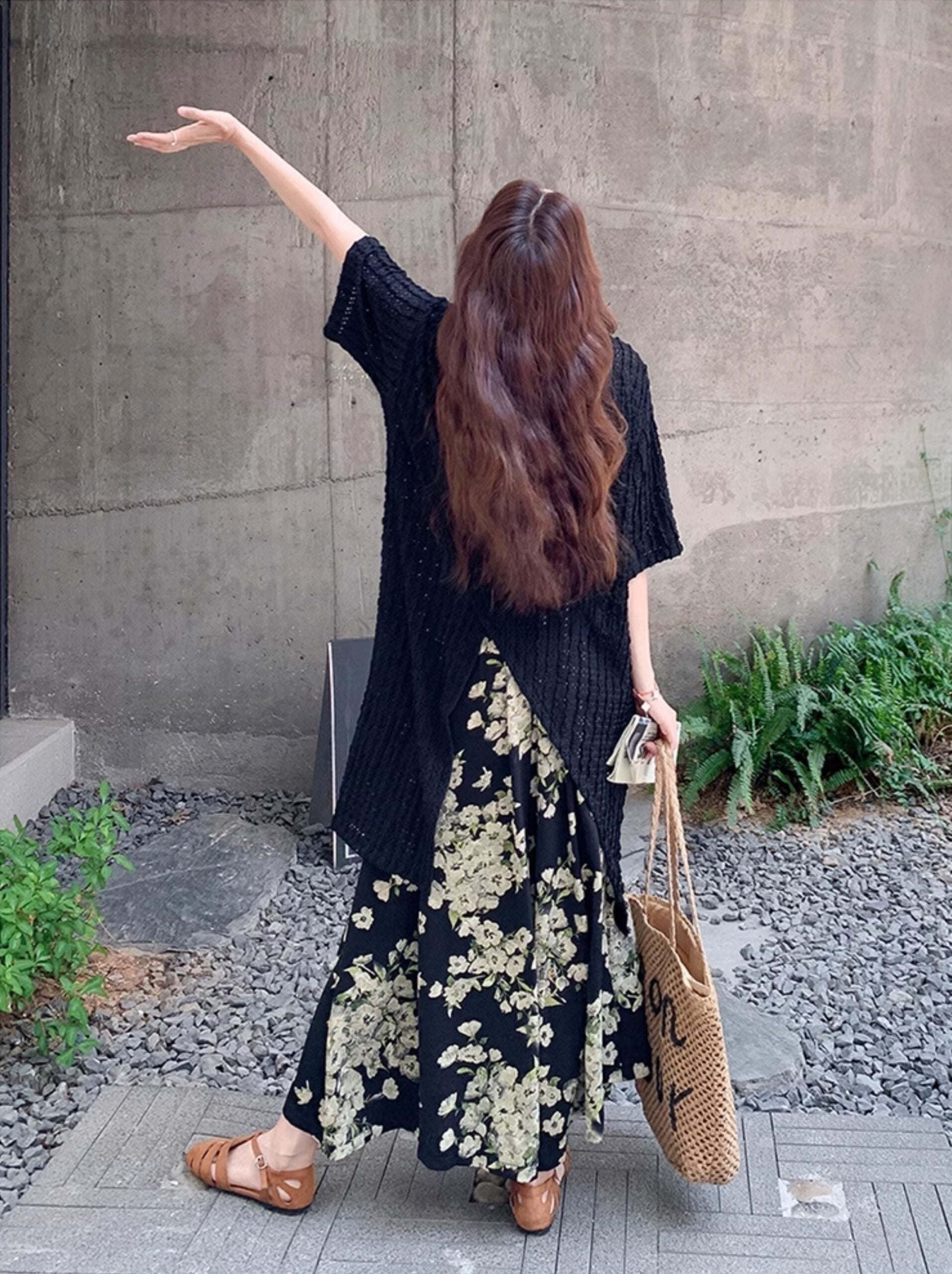 Vintage Floral Cardigan And Wide Leg Pants Set