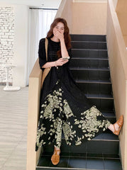 Vintage Floral Cardigan And Wide Leg Pants Set