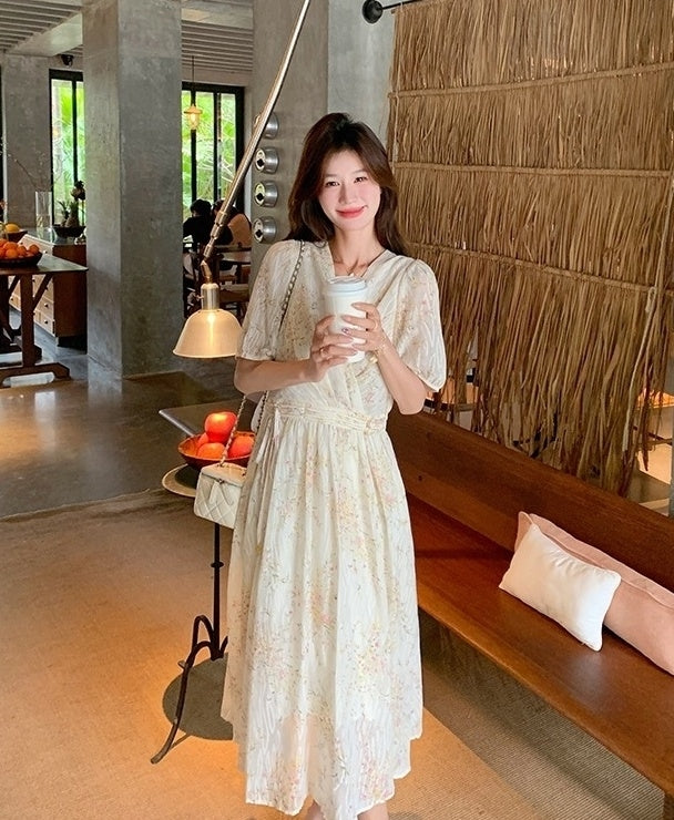 Vintage Floral Chiffon Tea Dress