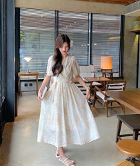 Vintage Floral Chiffon Tea Dress