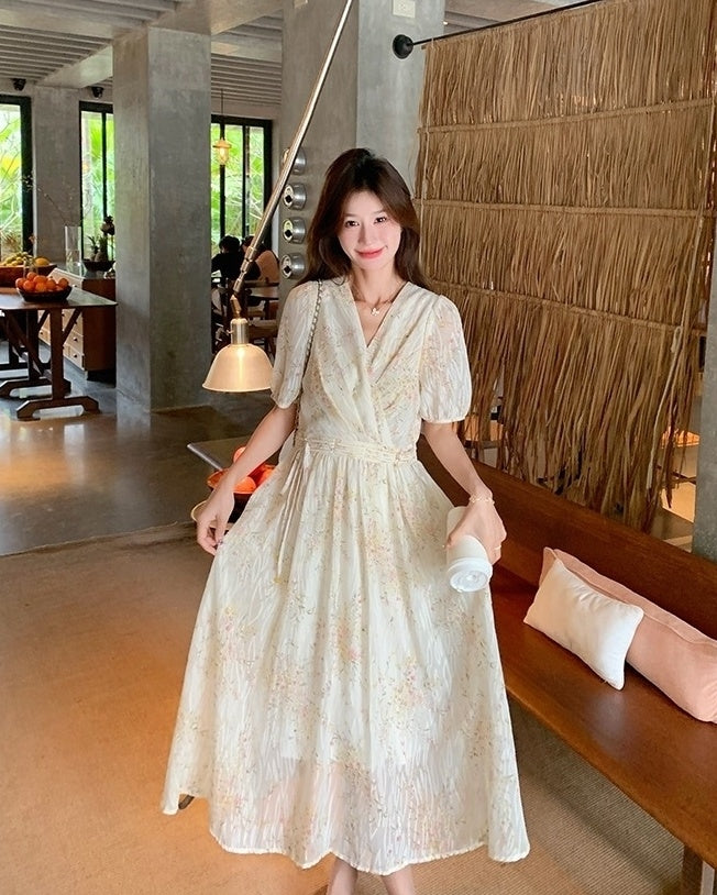 Vintage Floral Chiffon Tea Dress
