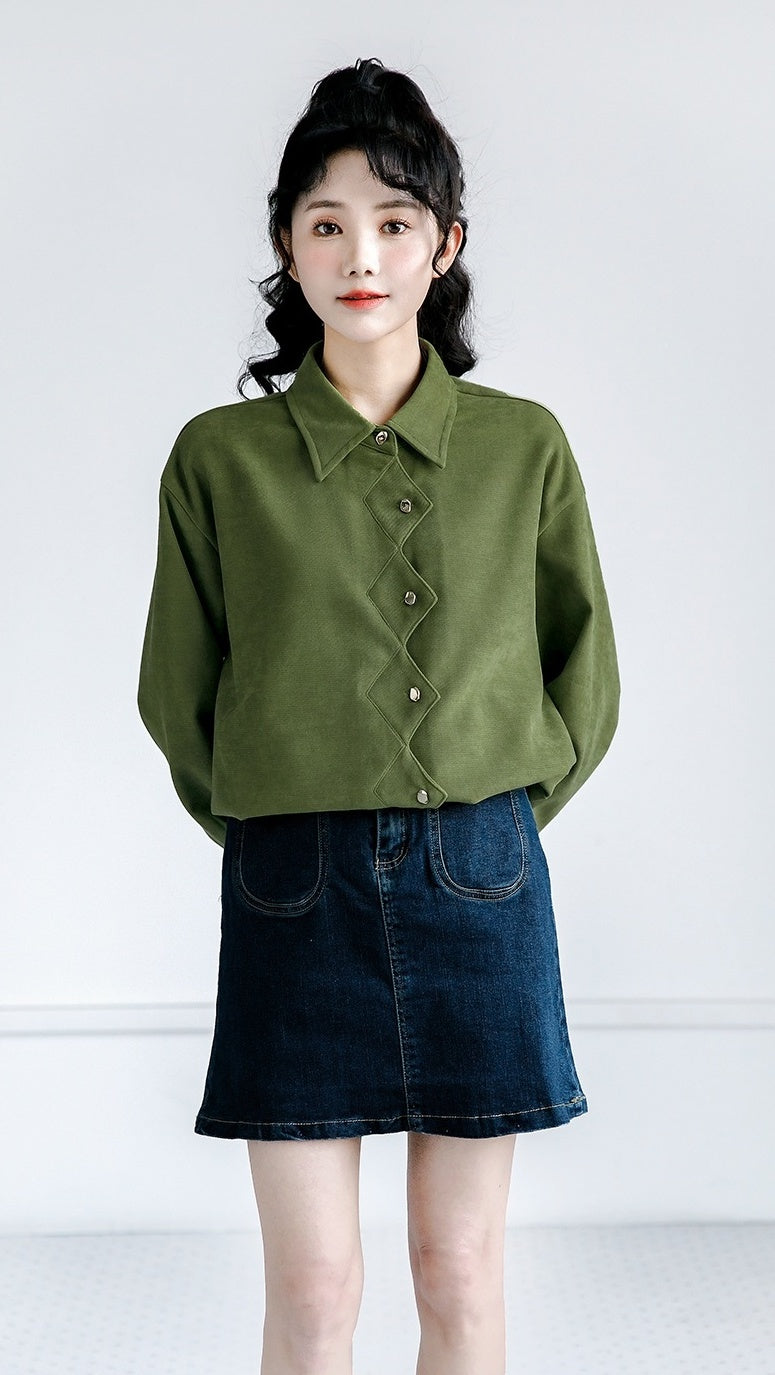 Vintage Green Loosefit Long Sleeve Shirt