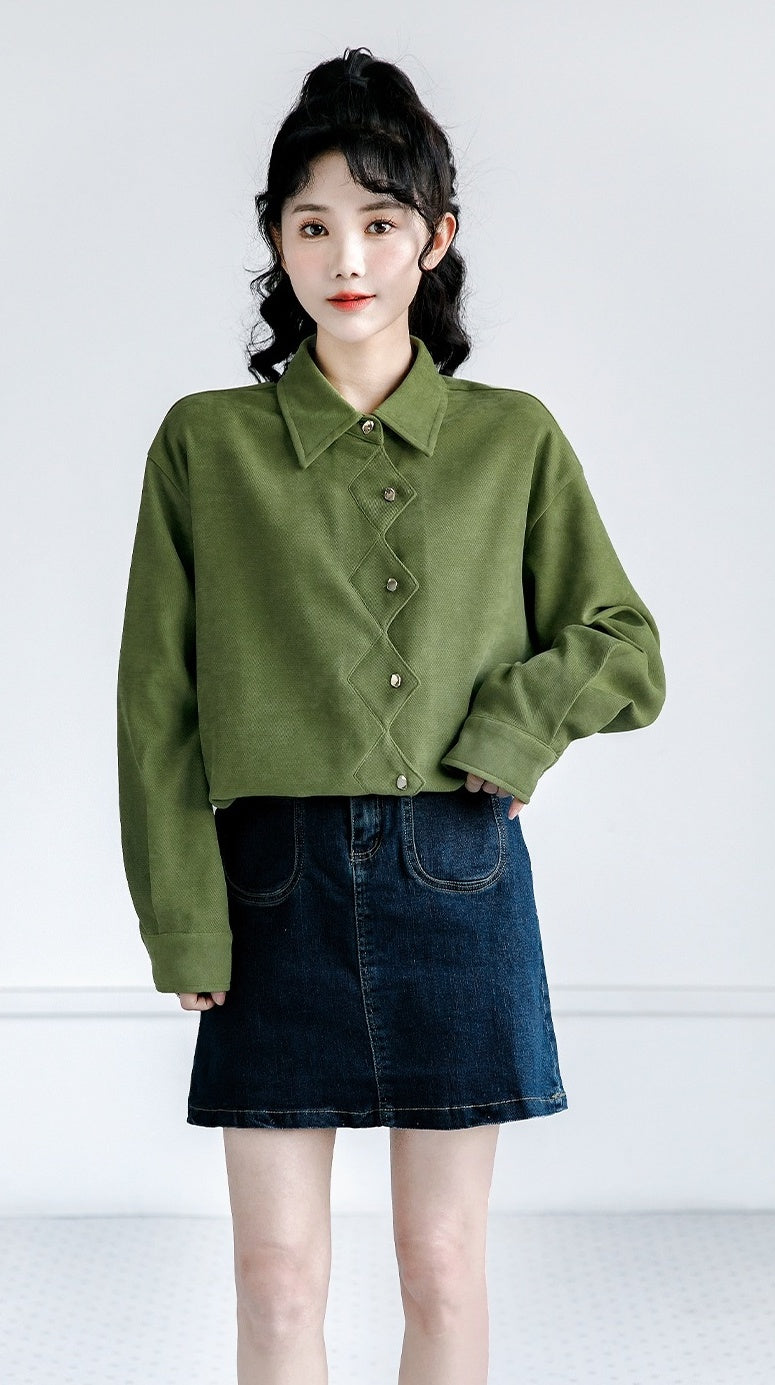 Vintage Green Loosefit Long Sleeve Shirt