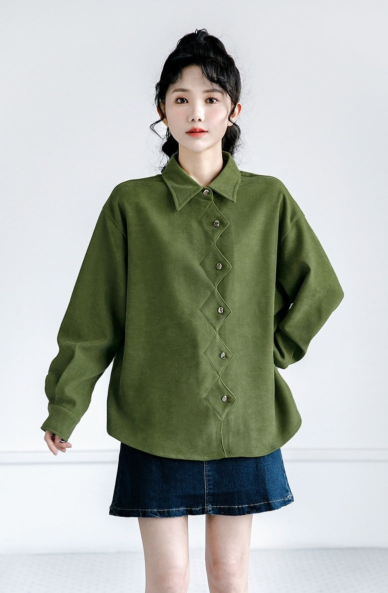 Vintage Green Loosefit Long Sleeve Shirt
