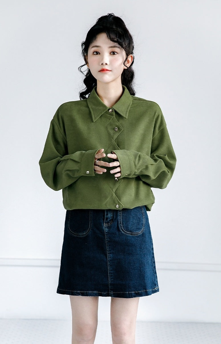 Vintage Green Loosefit Long Sleeve Shirt