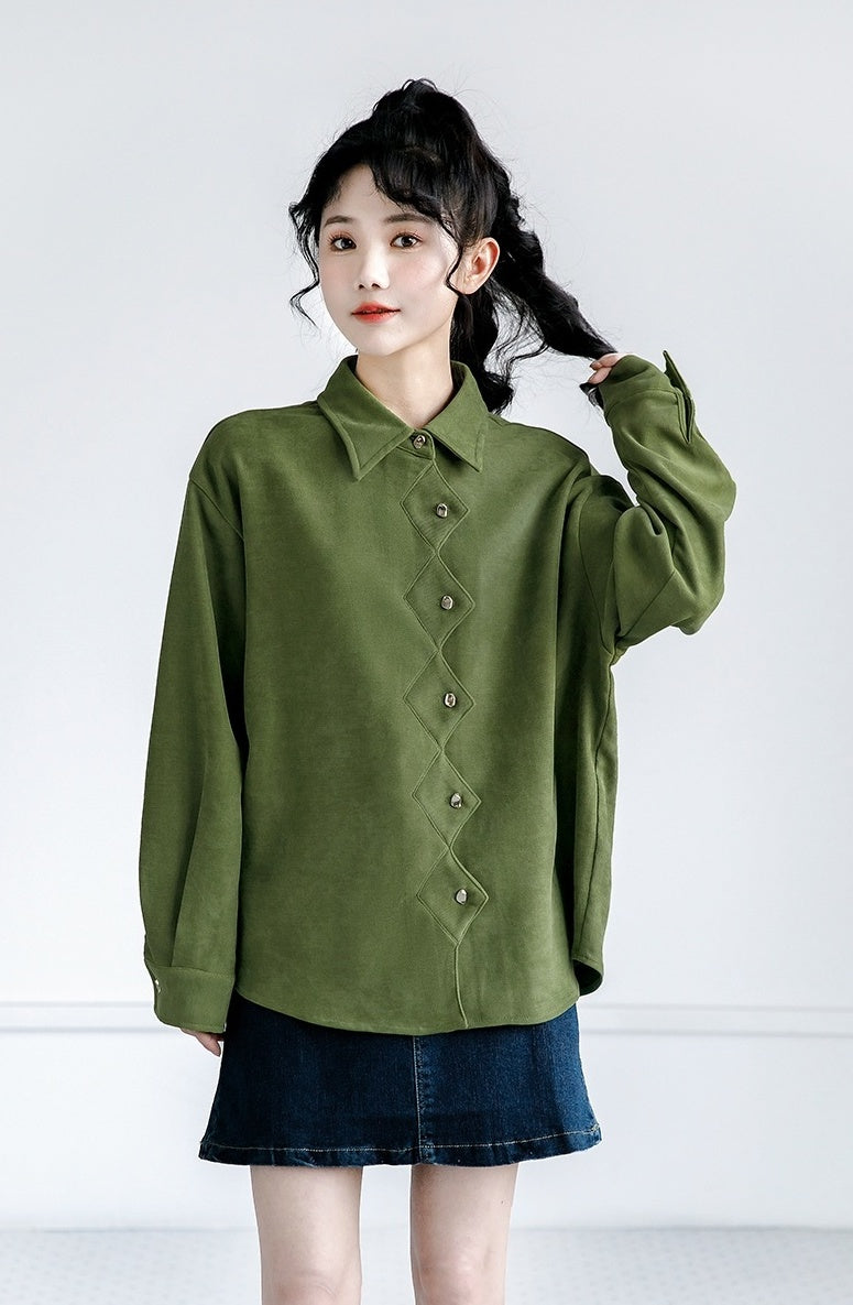 Vintage Green Loosefit Long Sleeve Shirt