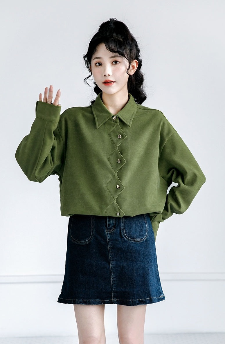 Vintage Green Loosefit Long Sleeve Shirt