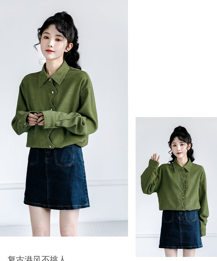 Vintage Green Loosefit Long Sleeve Shirt