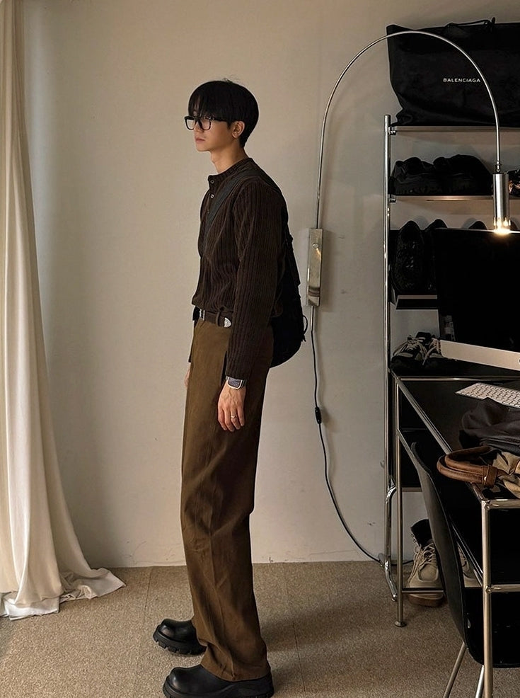 Vintage Henley Neck Long Sleeve Base Layer Shirt