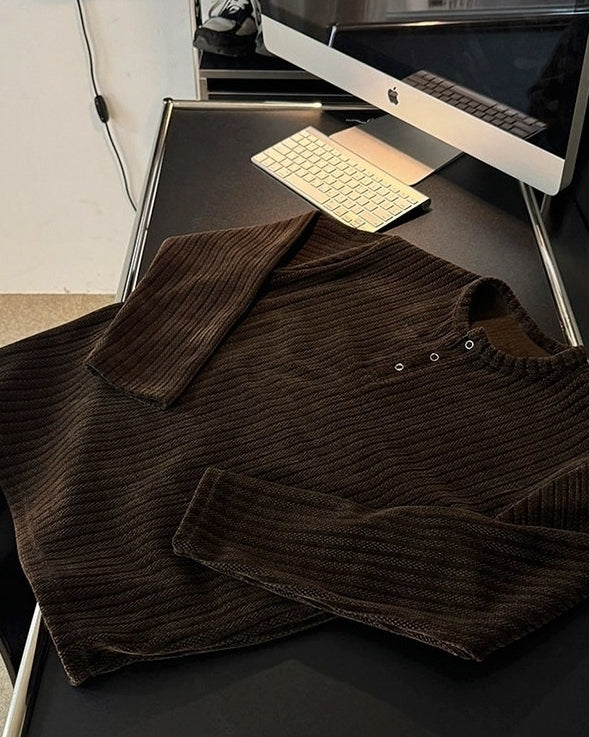 Vintage Henley Neck Long Sleeve Base Layer Shirt