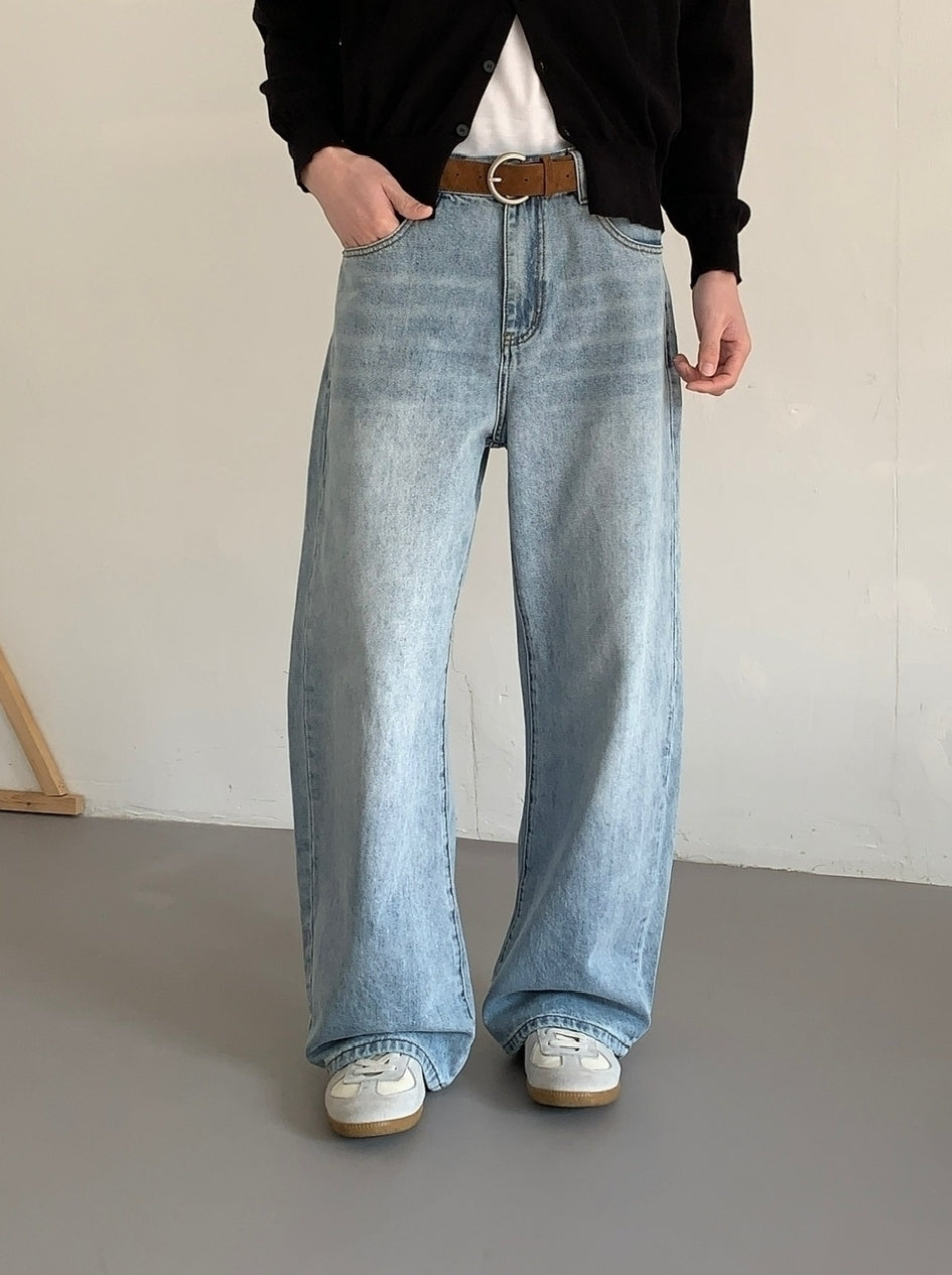 Vintage High Waist Straight Leg Washed Blue Jeans