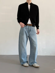 Vintage High Waist Straight Leg Washed Blue Jeans