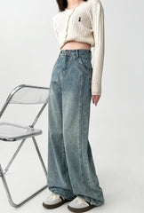 Vintage High Waist Wide Leg Denim Pants