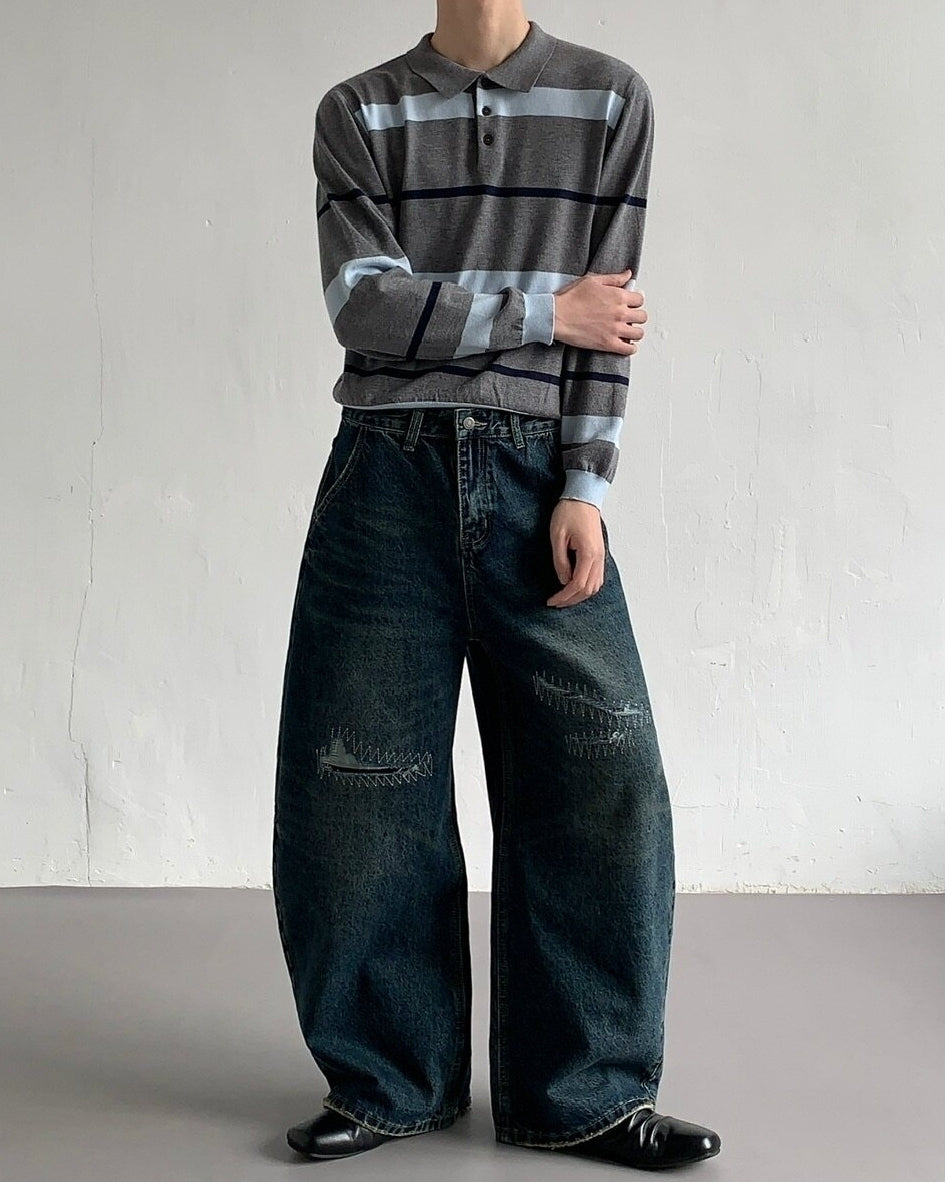 Vintage High-Waist Wide Leg Distressed Jeans