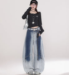 Vintage Irregular Long Sleeve Slim Fit Top