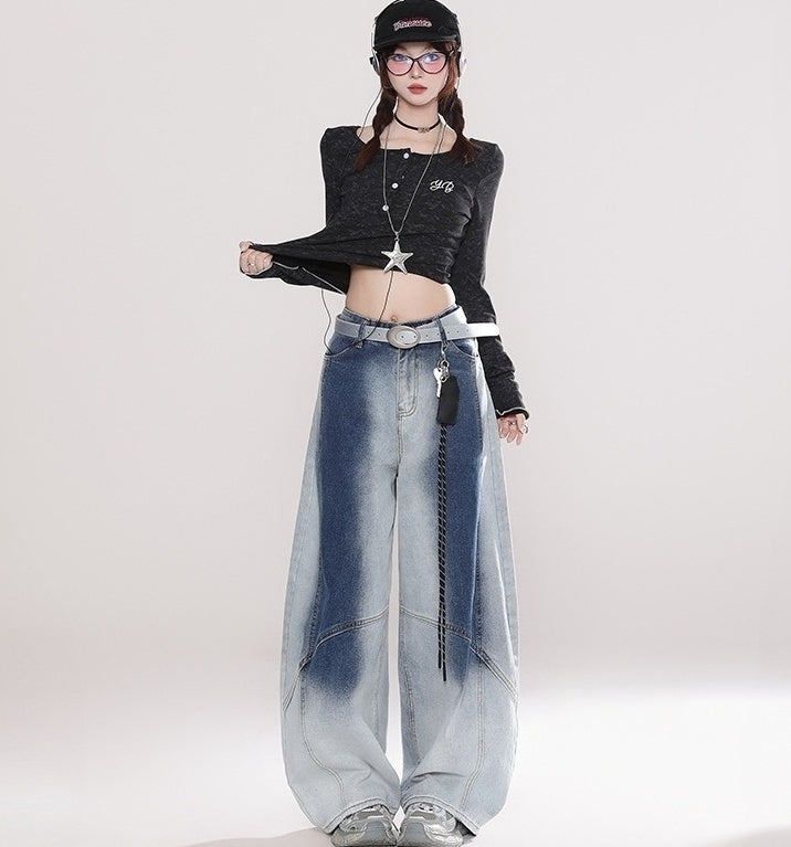 Vintage Irregular Long Sleeve Slim Fit Top