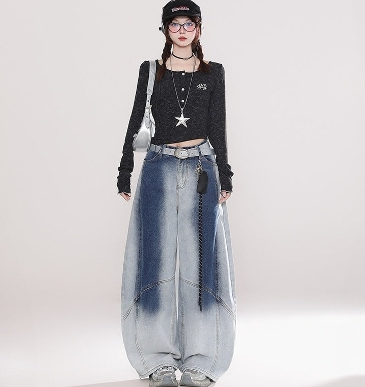 Vintage Irregular Long Sleeve Slim Fit Top