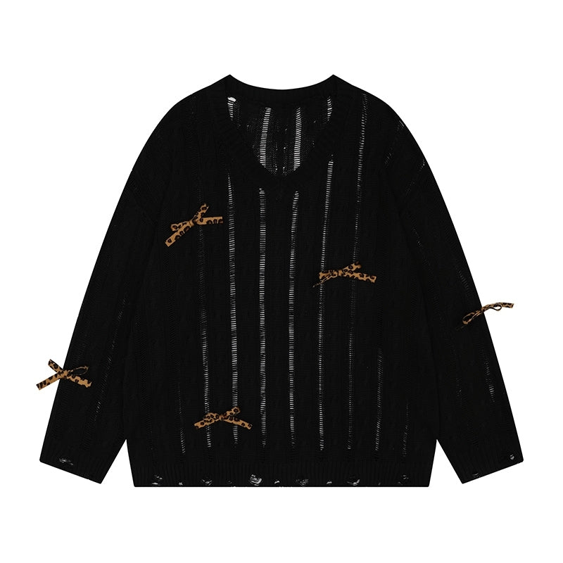 Vintage Knit Cardigan With Bow Detail