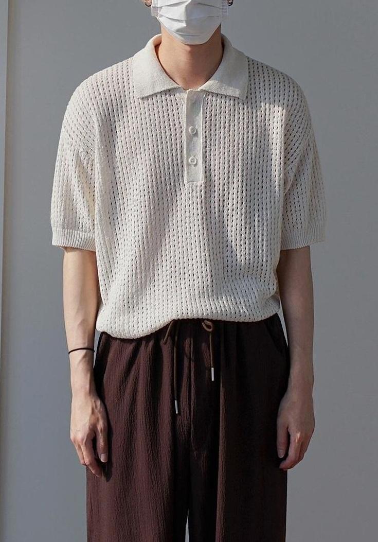 Vintage Knit Polo Short Sleeve Shirt