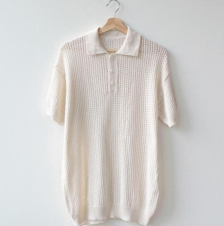Vintage Knit Polo Short Sleeve Shirt
