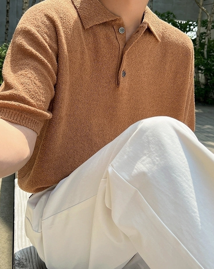 Vintage Knitted Polo Short Sleeve Shirt