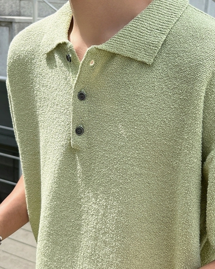 Vintage Knitted Polo Short Sleeve Shirt