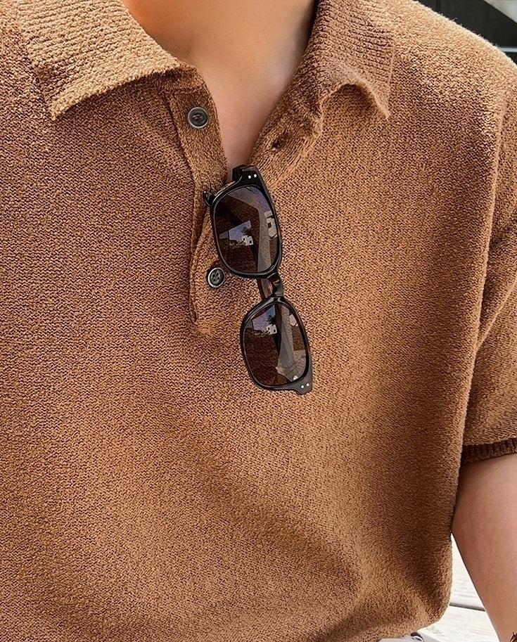 Vintage Knitted Polo Short Sleeve Shirt