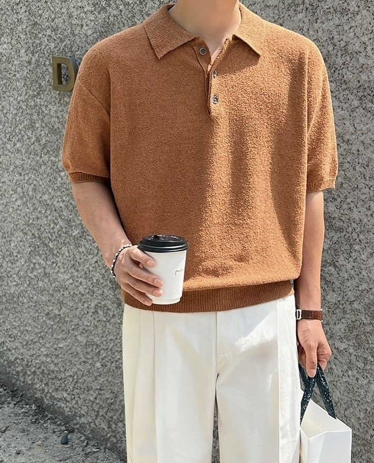 Vintage Knitted Polo Short Sleeve Shirt
