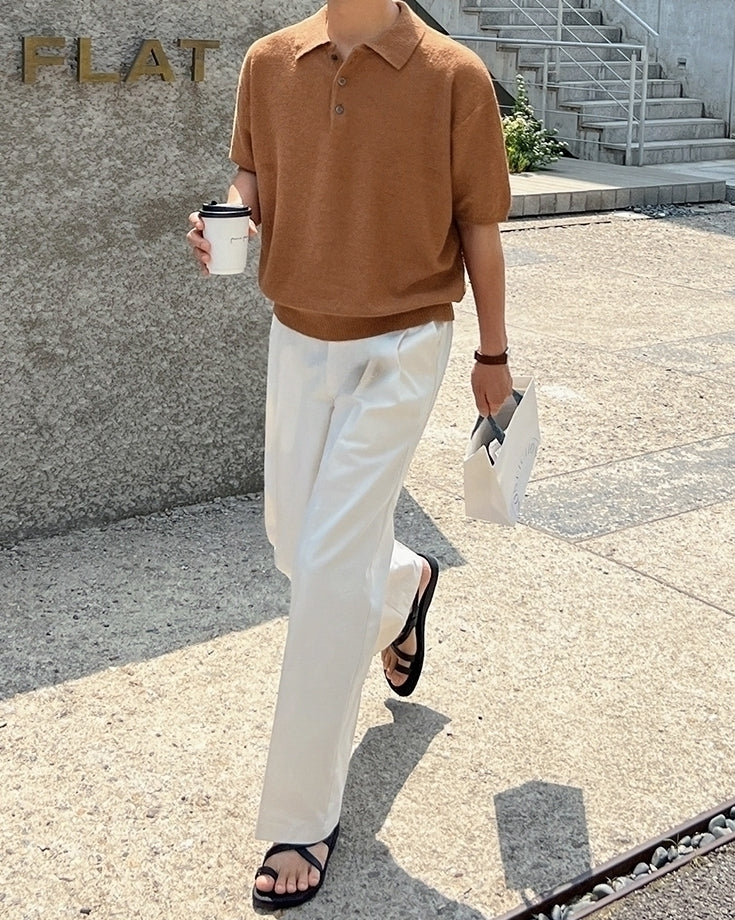 Vintage Knitted Polo Short Sleeve Shirt