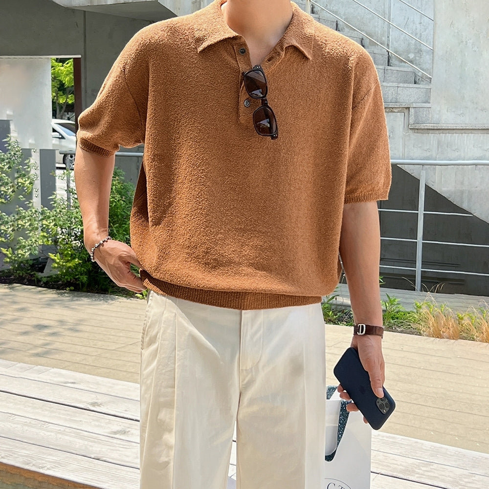 Vintage Knitted Polo Short Sleeve Shirt