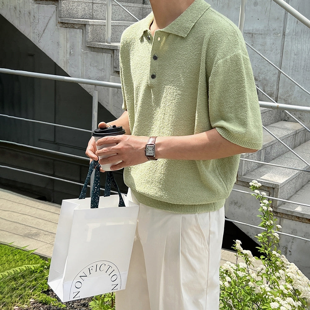 Vintage Knitted Polo Short Sleeve Shirt