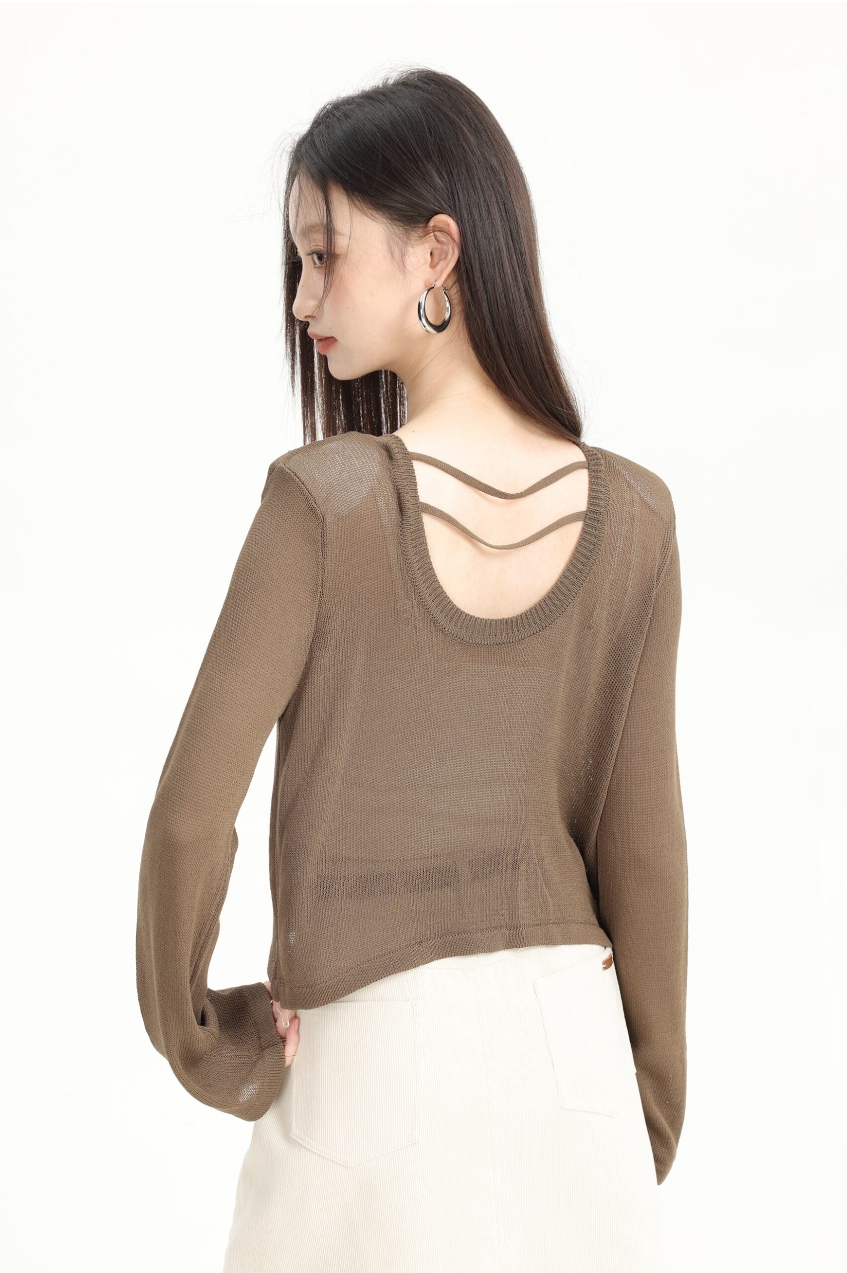 Vintage Knit Sweater Casual Backless Top