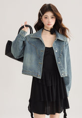 Vintage Korean Denim Jacket Casual Short Coat