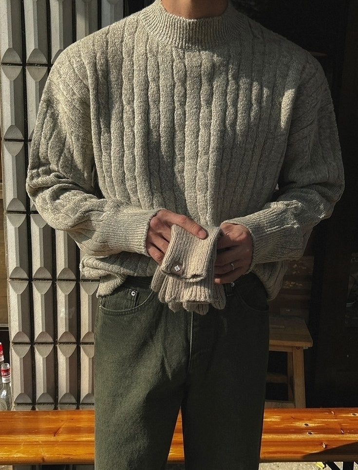 Vintage Korean Style Chunky Turtleneck Knit Sweater
