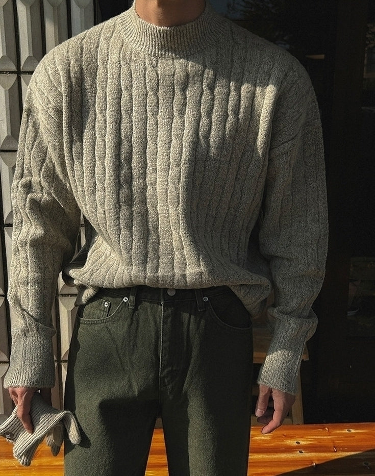 Vintage Korean Style Chunky Turtleneck Knit Sweater