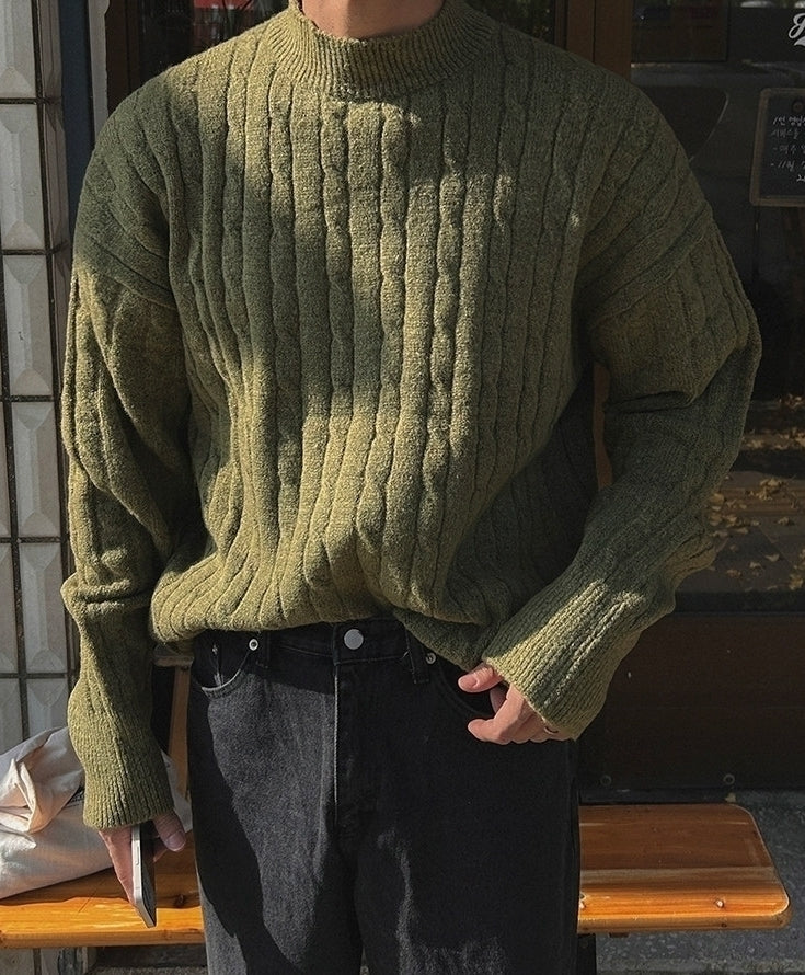 Vintage Korean Style Chunky Turtleneck Knit Sweater