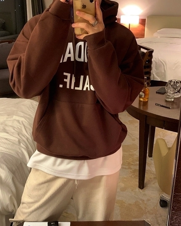 Vintage Letter Print Hooded Sweatshirt