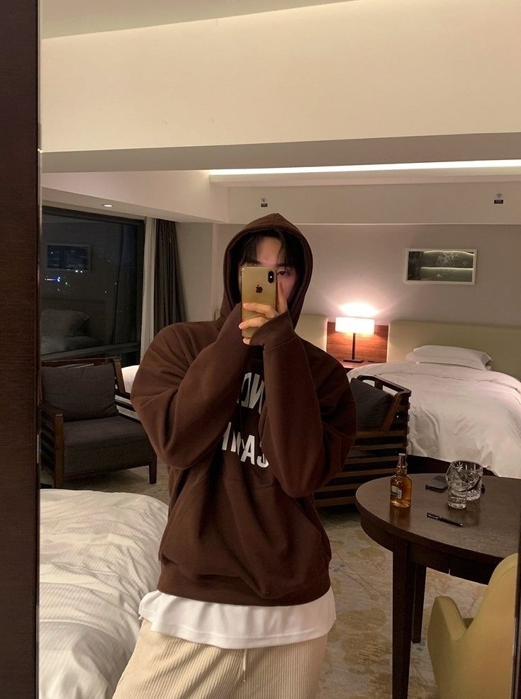 Vintage Letter Print Hooded Sweatshirt