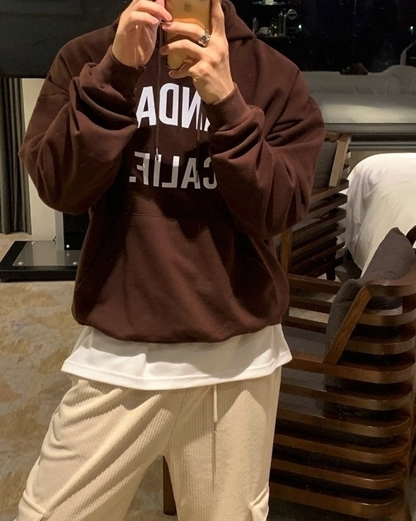 Vintage Letter Print Hooded Sweatshirt